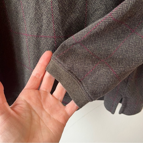 Vintage Ron Chereskin Men’s Polo Shirt L Long Sleeve Gray Herringbone Windowpane - Picture 4 of 7